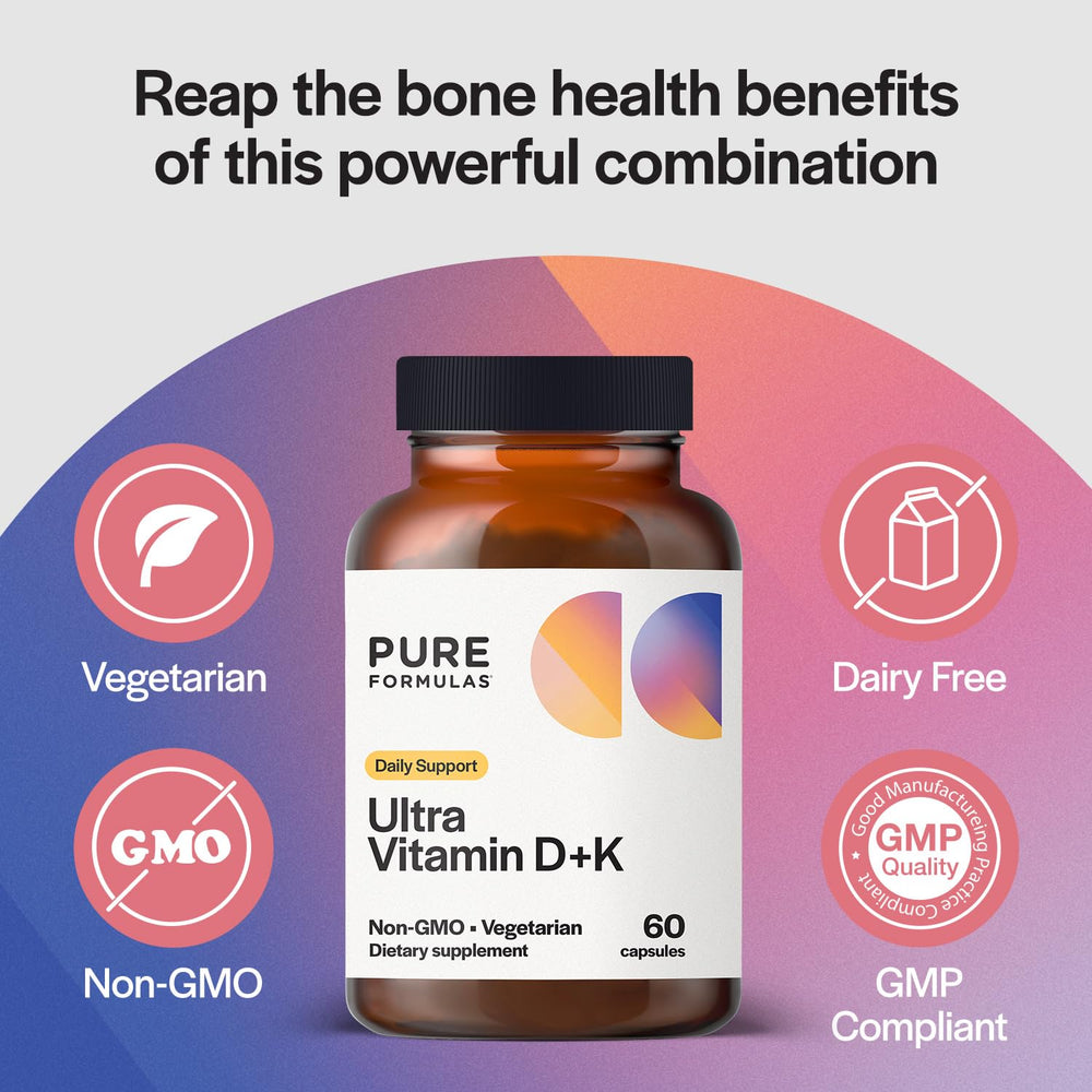 Vitamin D3 K2 5000 IU capsules on white background