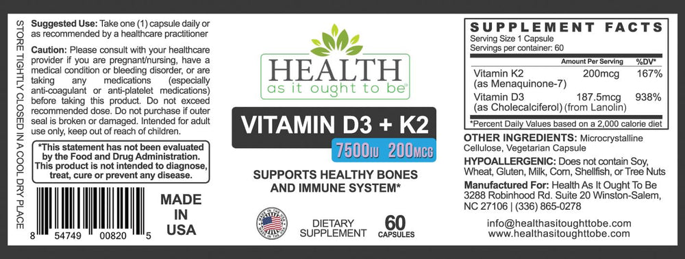 Illustration showing how vitamin D3 and K2 support bone health