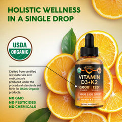 USDA Organic seal on Vitamin D3 K2 Drops label