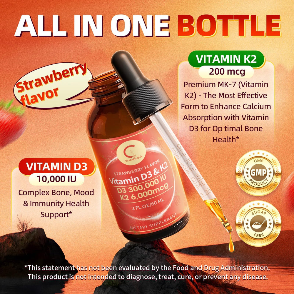 Ingredients panel highlighting D3, K2, and MCT oil