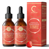 Front view of Strawberry Vitamin D3 K2 Drops bottle (4 oz)