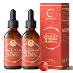 Front view of Strawberry Vitamin D3 K2 Drops bottle (4 oz)