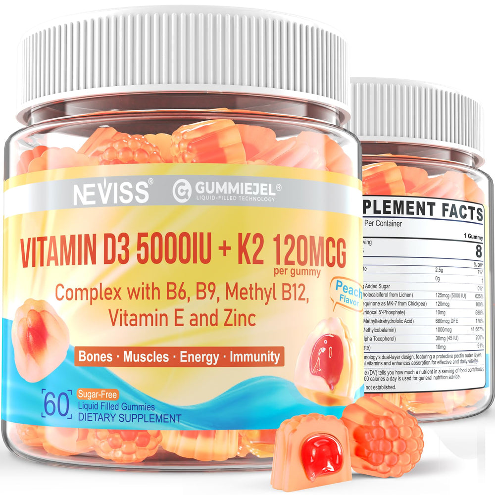 Hero image: Two-pack bottle of Vitamin D3 5000IU + K2 gummies