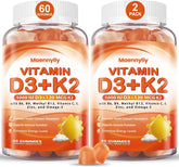 Bottle of Vitamin D3 K2 Gummies for Adults with orange-flavored gummies