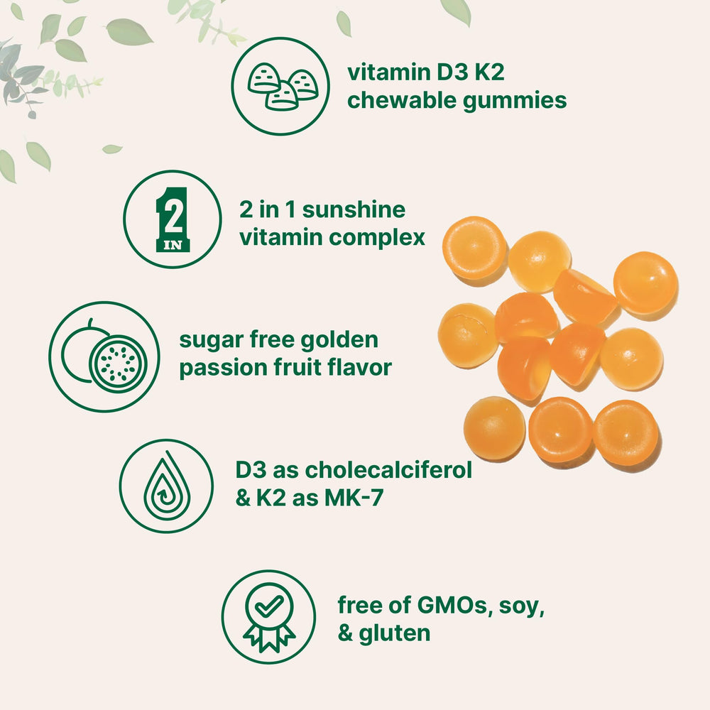 Nutrition facts panel for Vitamin D3 + K2 Gummies