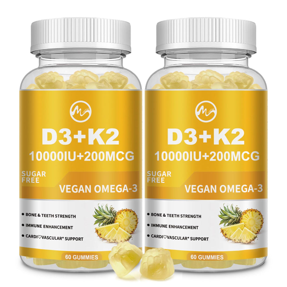 Front view of vitamin D3 K2 gummies 2-pack bottle