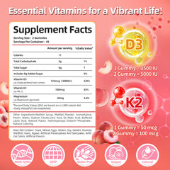 Peach-flavored Vitamin D3 K2 gummies bottle with label