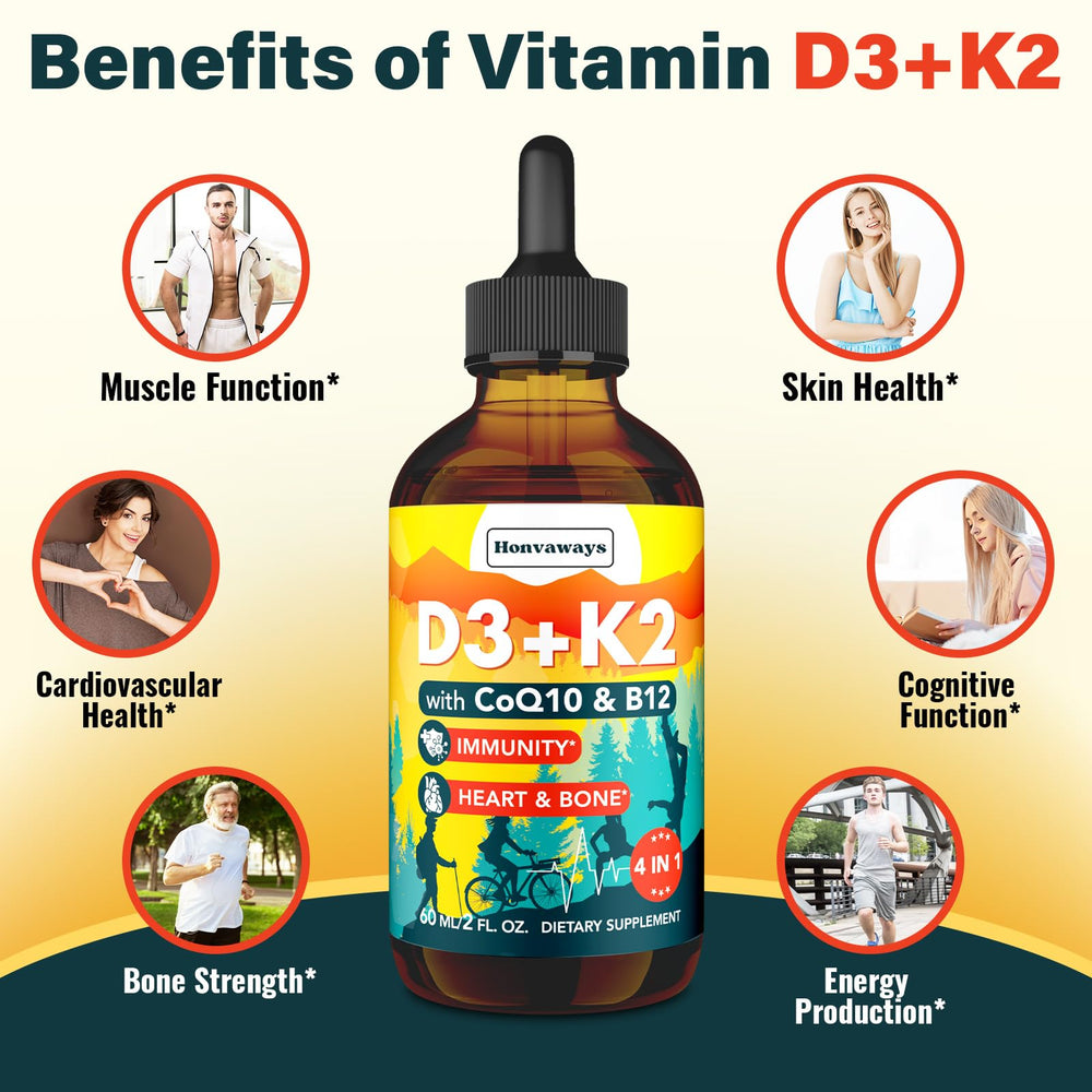Dropper dispensing Vitamin D3 K2 liquid drops