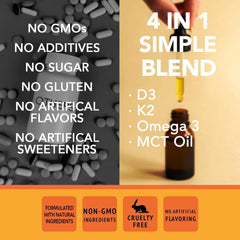 Dropper dispensing vitamin D3 K2 liquid drops