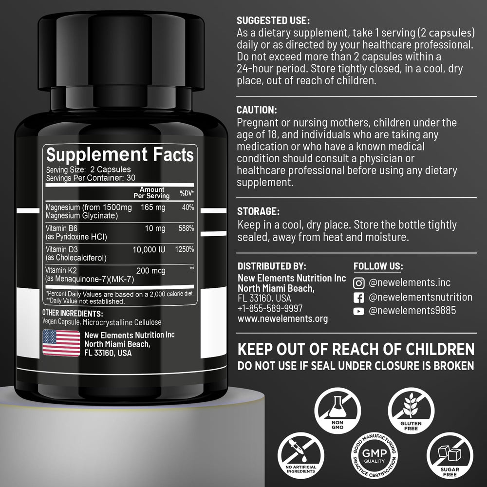 Magnesium Glycinate and Vitamin B6 minerals illustration