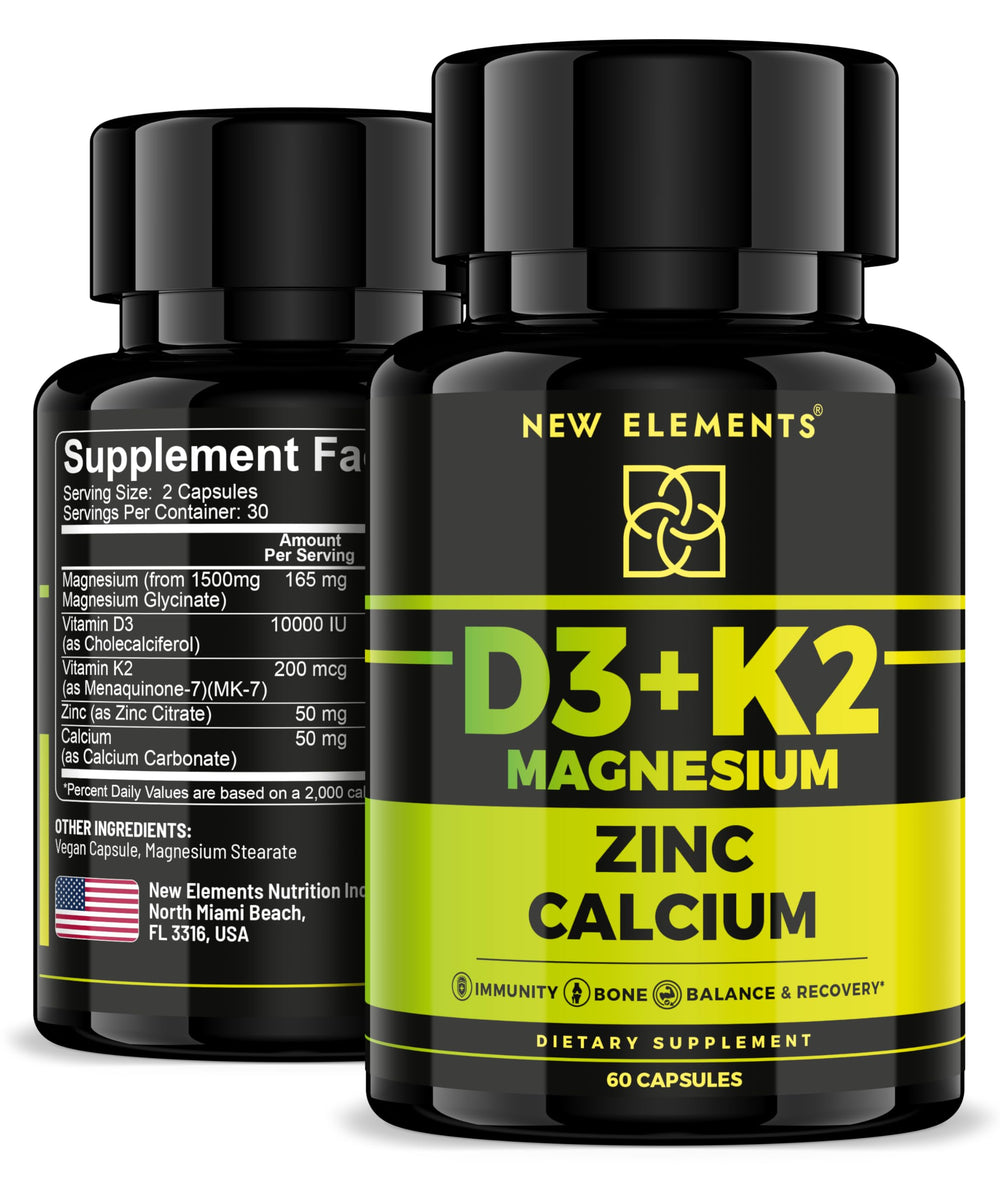 Vitamin D3 K2 Magnesium Zinc Calcium bottle - hero image