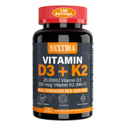 Bottle of Vitamin D3 + K2 softgels
