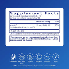 Dropper dispensing Vitamin D3 Vegan Liquid