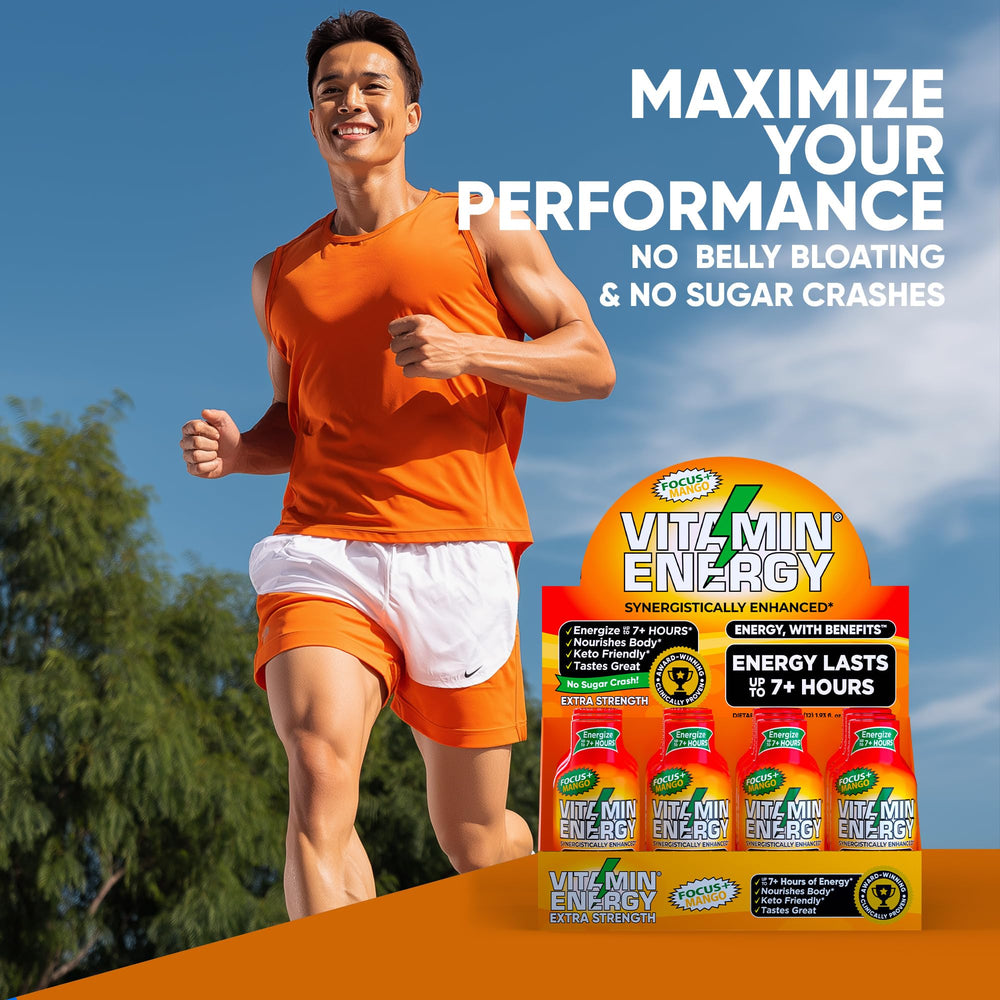 Vitamin Energy mango shot promises seven-plus hours of energy for busy days.