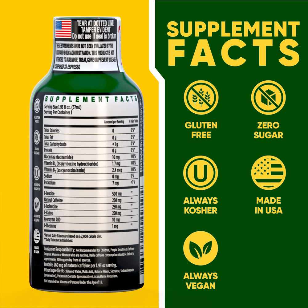 Vitamin Energy Focus grape pack showing 24 shots for daily productivity