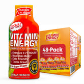 Vitamin Energy Focus+ Shot fruit punch bottle front offers a steady energy boost.