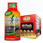 Vitamin Energy Focus+ Mango bottle highlights 260mg caffeine for sustained focus.