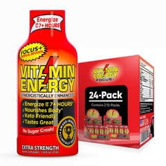 Vitamin Energy Focus+ Tropical Infusion bottle ready for a quick energy boost.