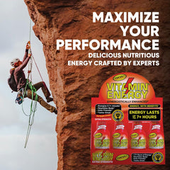 Vitamin Energy Focus+ Tropical Infusion shelf display evokes portable energy for work.