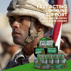 Zero sugar and gluten-free energy shot packaging details