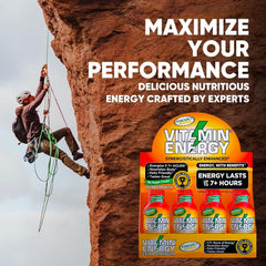 Vitamin Energy mango 24-pack packaging shown on shelf for productivity.