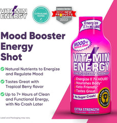 Vitamin Energy Mood+ Extra Strength Energy Shot Tropical Berry mood wellness moment for quick motivation
