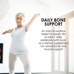 Close-up of tablet noting 100 mcg K2 and 25 mcg D3 with calcium