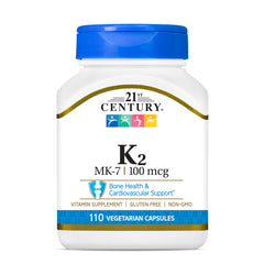 Bottle of Vitamin K2 MK-7 100 mg Vegetarian Capsules with 110-count