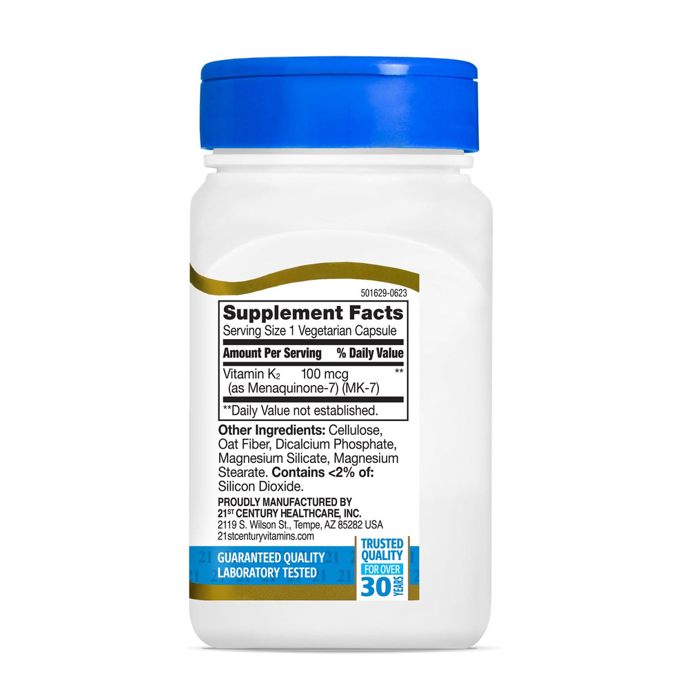 Dosage information for Vitamin K2 MK-7 100 mg Vegetarian Capsules