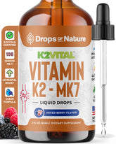 Vitamin K2 MK7 Liquid Supplement bottle with mixed berry flavor – 60ml