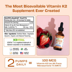 Serving dosage illustration for Vitamin K2 MK7 liquid supplement
