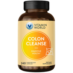 Vitamin World Colon Cleanse bottle front showcasing brand and packaging for digestive support.