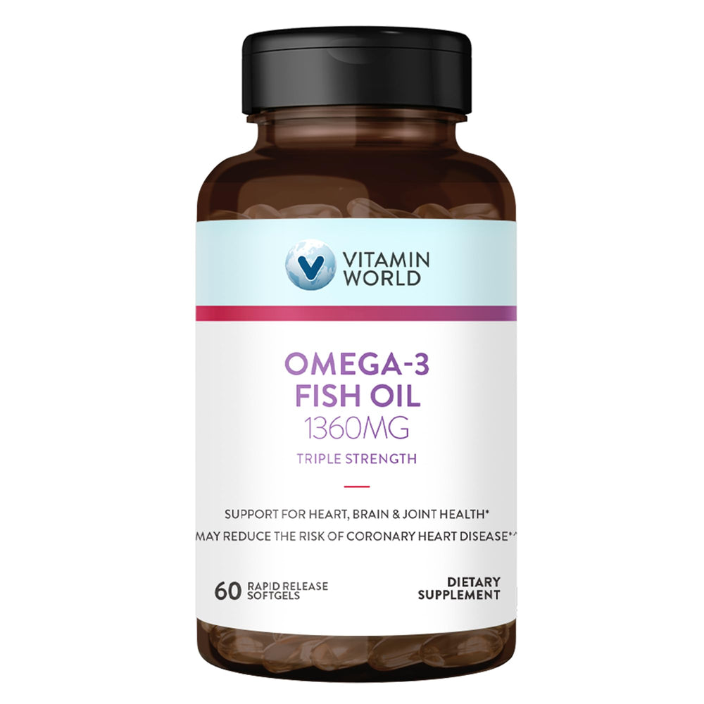 Vitamin World Omega-3 fish oil 1360 mg 60 softgels main image