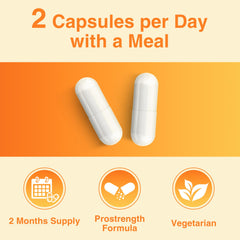 Packaging indicating a 60-day supply of probiotic capsules
