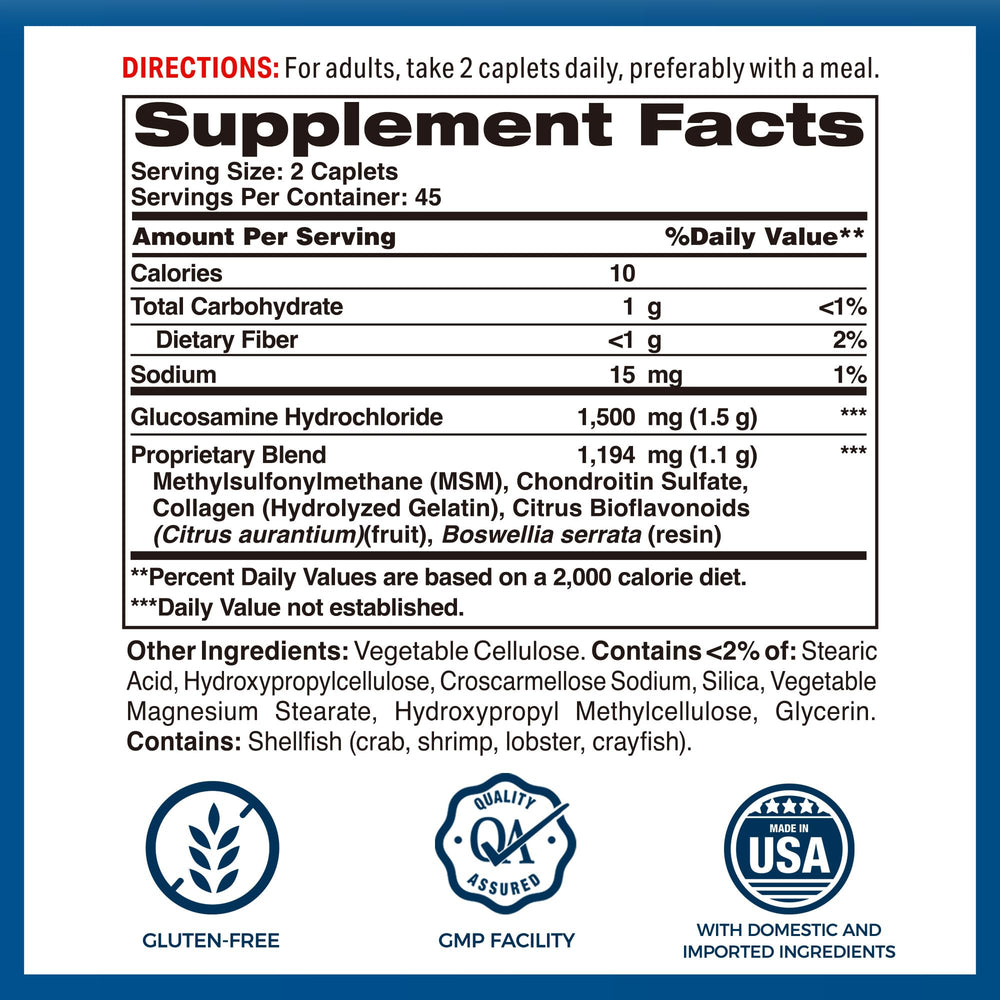 Nutritional information label on the back of the Joint Mover bottle