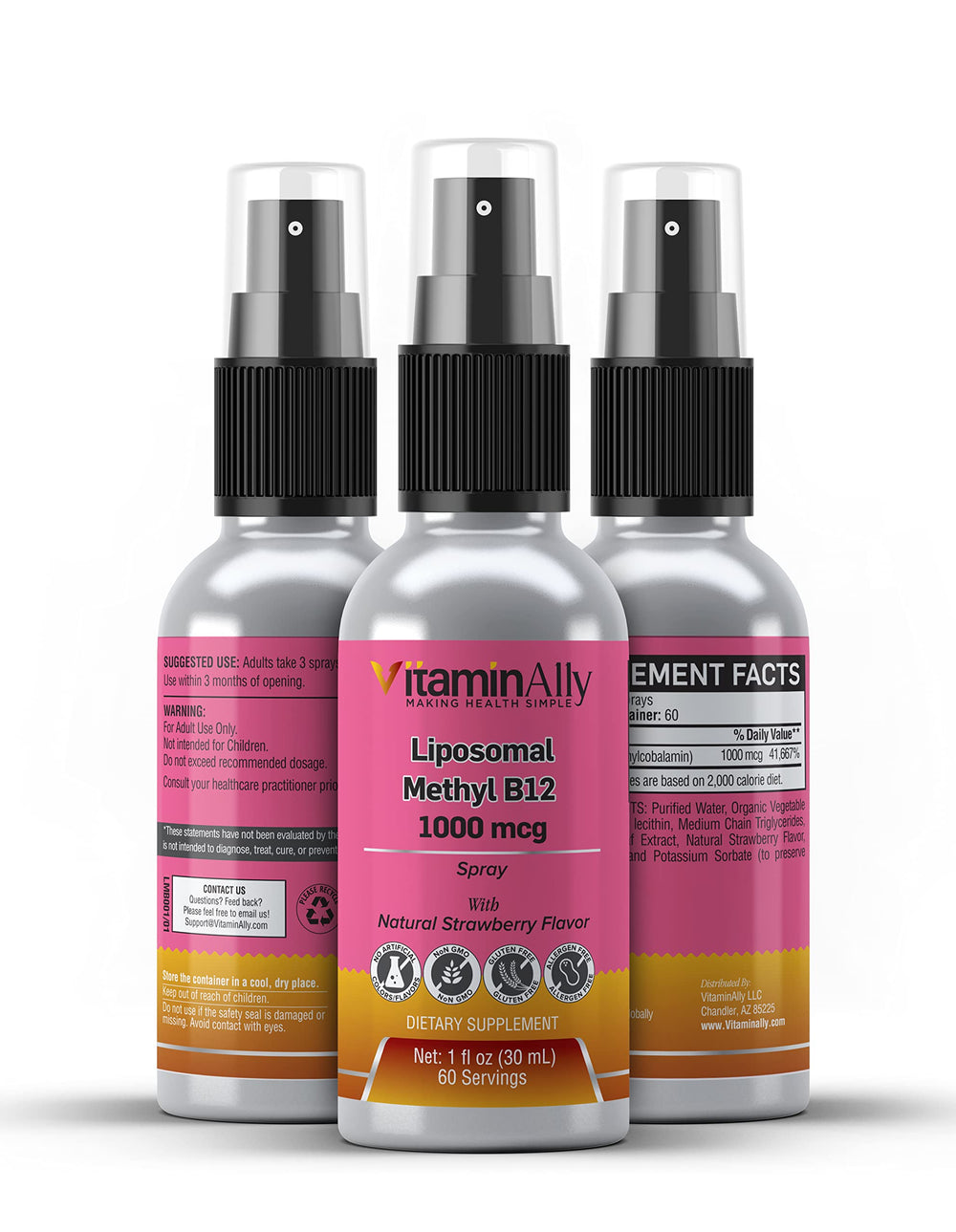 Travel-friendly Vitaminally Liposomal B12 Spray packaging