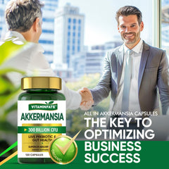 Close-up of Akkermansia probiotic capsules for gut health