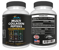Close-up of hydrolyzed collagen capsules and product label