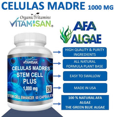 Close-up of Vitamisan Celulas Madres label