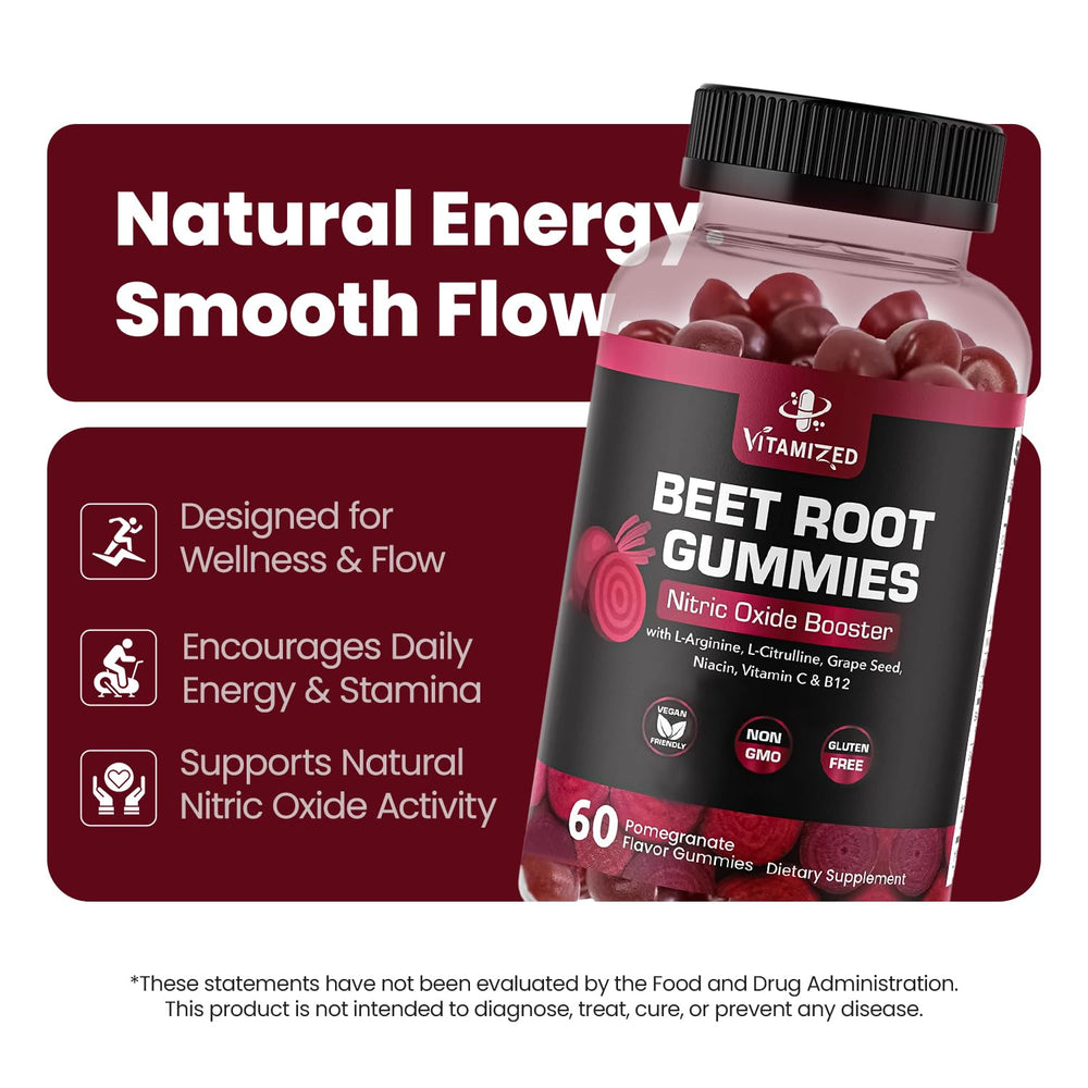 Front packaging of VITAMIZED Beet Root Gummies