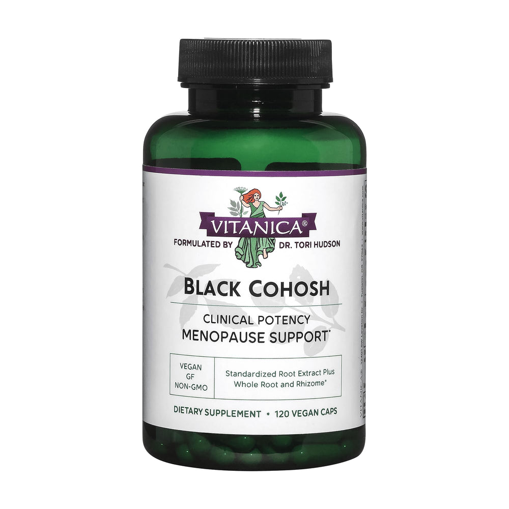 Bottle of Vitanica Black Cohosh Cimicifuga Extract Plus 120 capsules