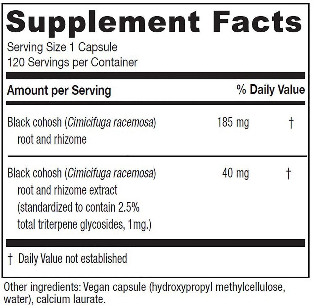Close-up view of Vitanica Black Cohosh Cimicifuga Extract Plus capsules