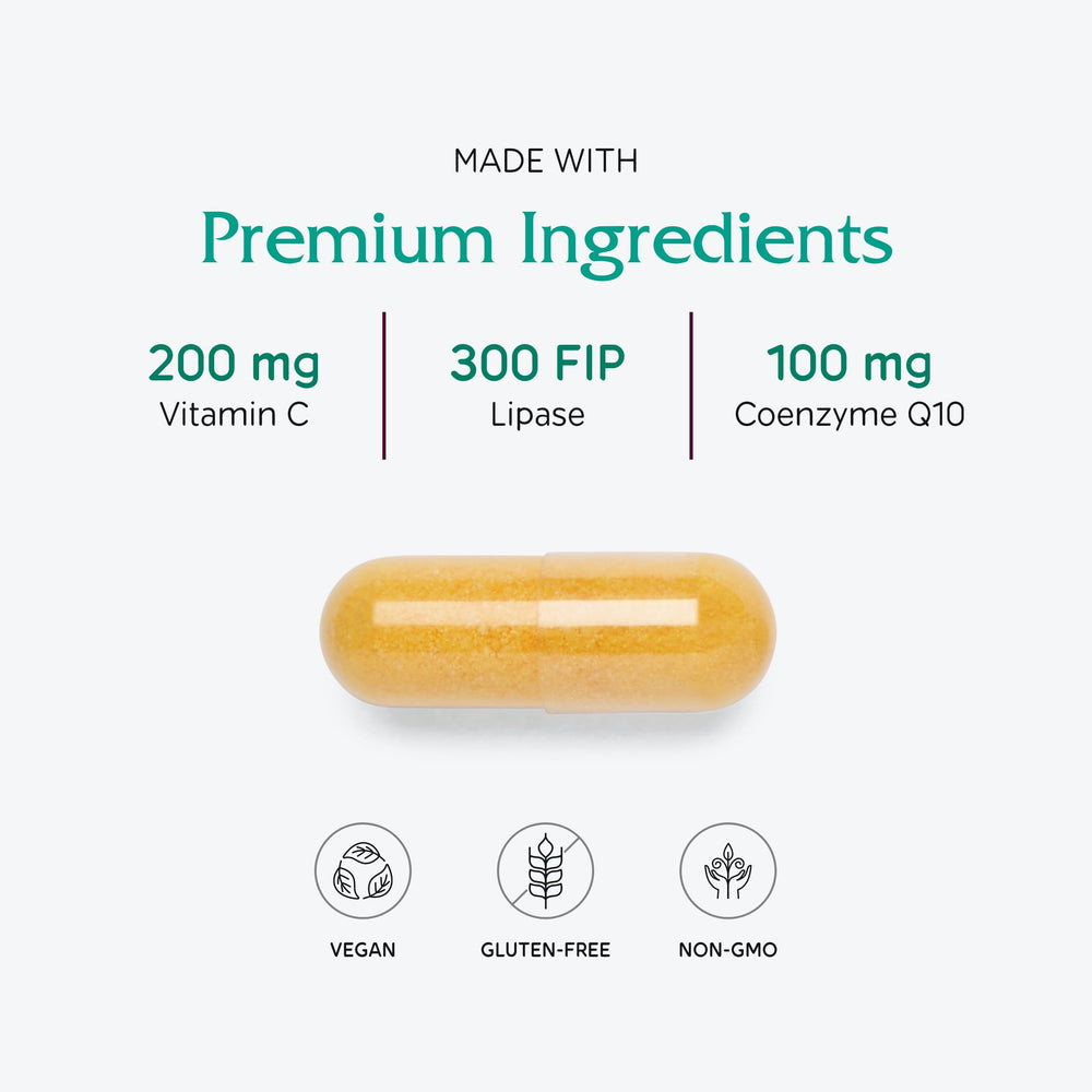 CoQ10 Extra ingredients label displaying non-GMO and natural CoQ10