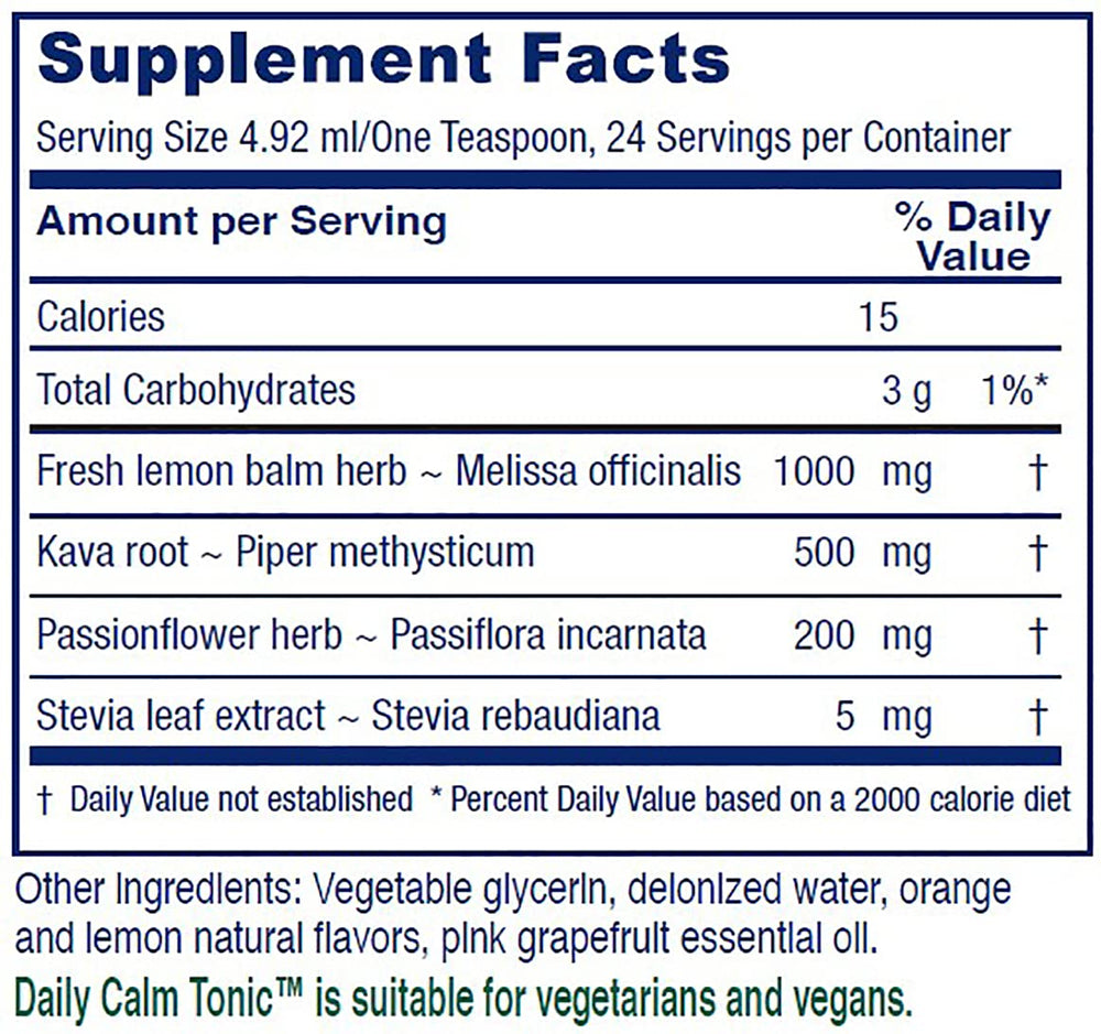Vitanica Daily Calm Tonic product label