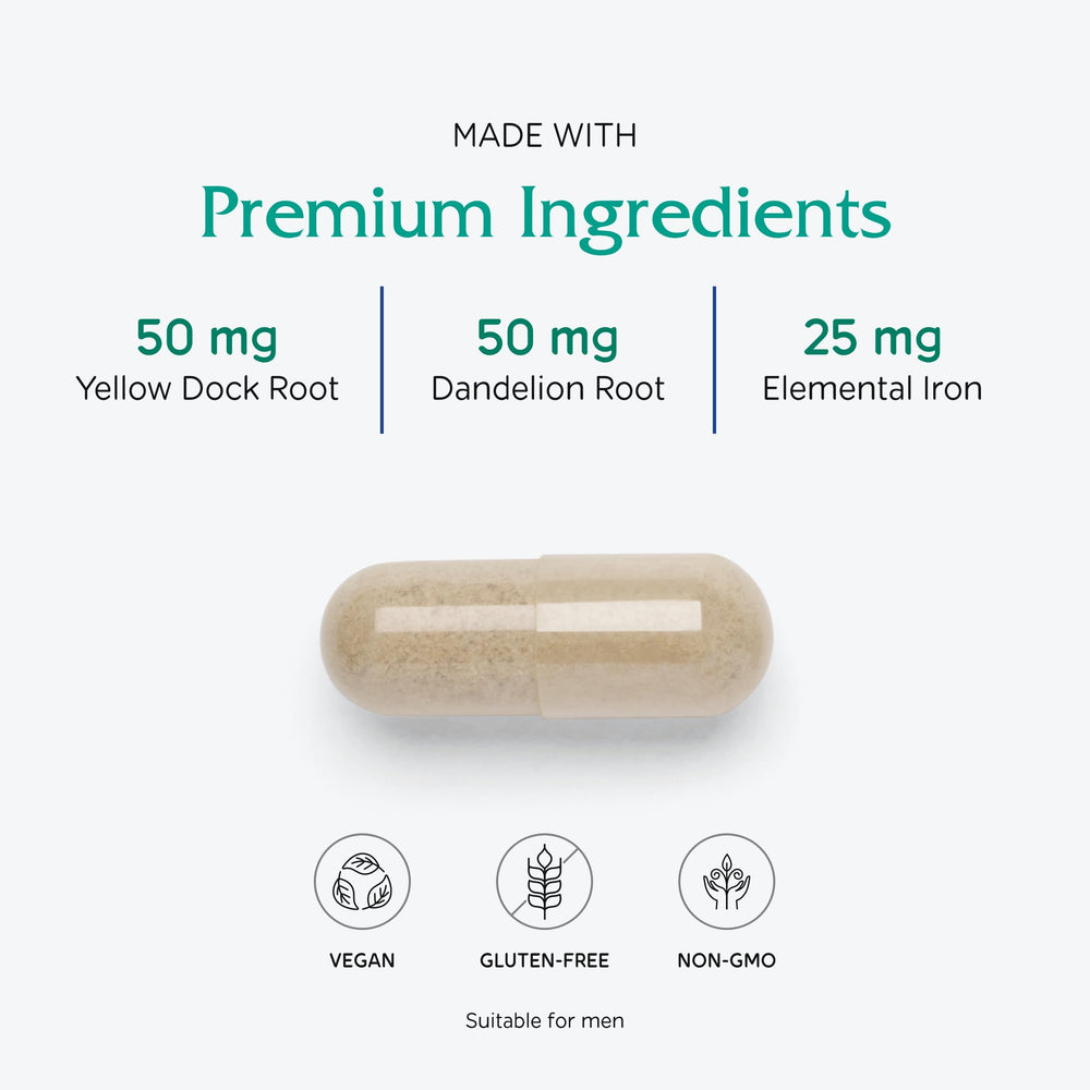 Iron Extra capsule and bottle on a white surface