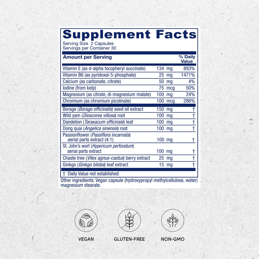 Close-up of Phase I Premenstrual Support capsules