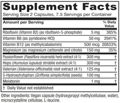Close-up of SleepBlend ingredients including melatonin and valerian root