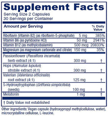 Close-up of melatonin and valerian root ingredients