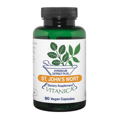 Front label of Vitanica St John's Wort capsules