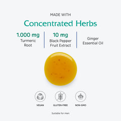 Turmeric root, black pepper, and ginger ingredients